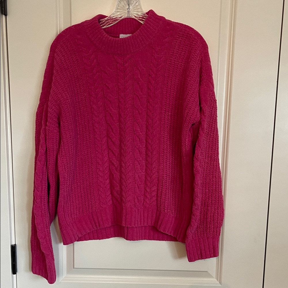 Abercrombie Kids Vibrant Pink Cable Knit Sweater